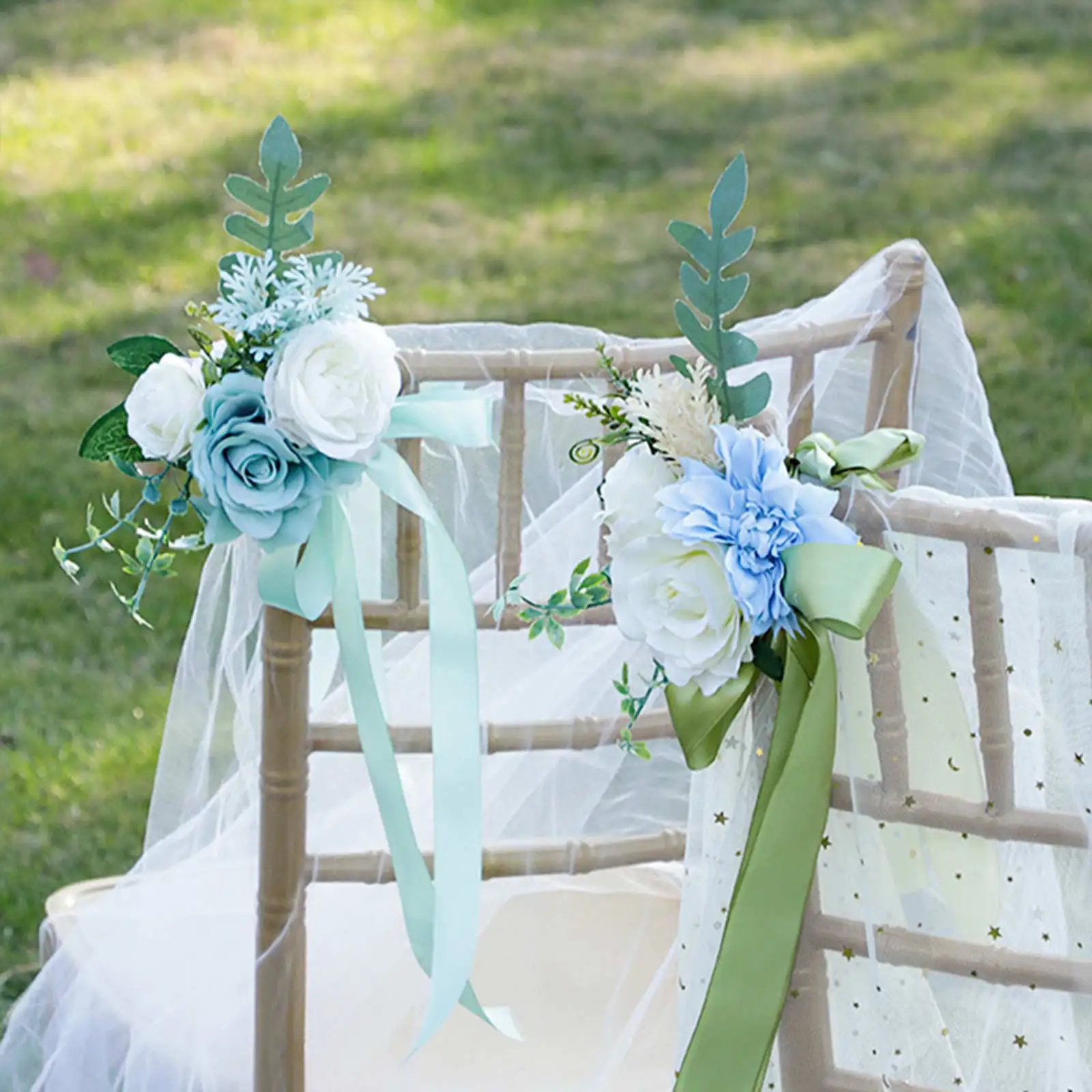 

Wedding Chair Flower Decoration Artificial Flower Arrangement for Wedding Chair Back Aisle Pew Flower Decoration