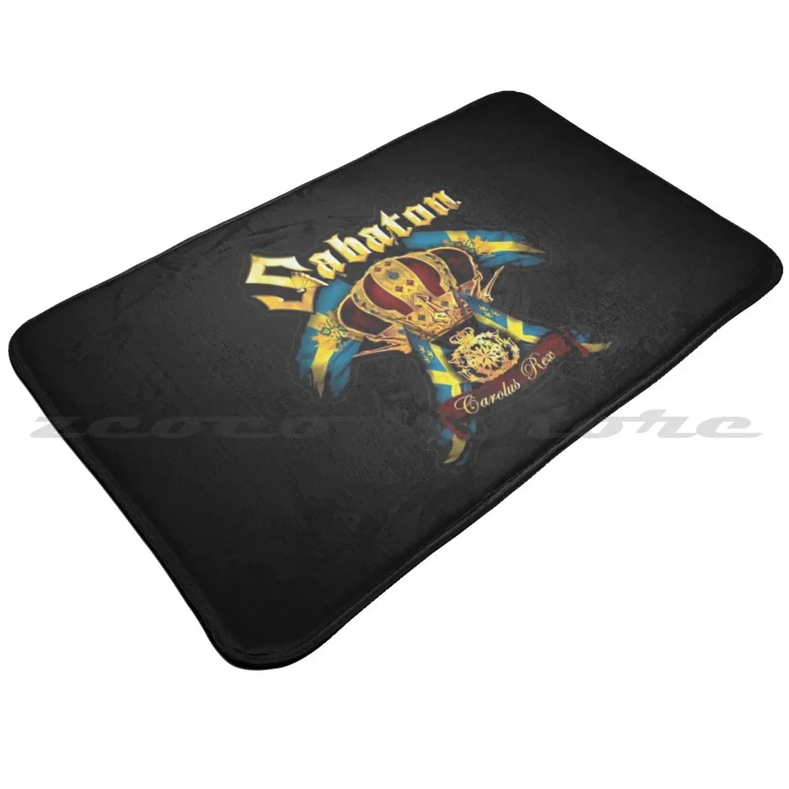 Коврик для входной двери Carolus Rex Heavy Sabaton Metal Tee Mat, нескользящий, мягкий, впитывающий воду, музыкальный, поп-песня, темная группа.