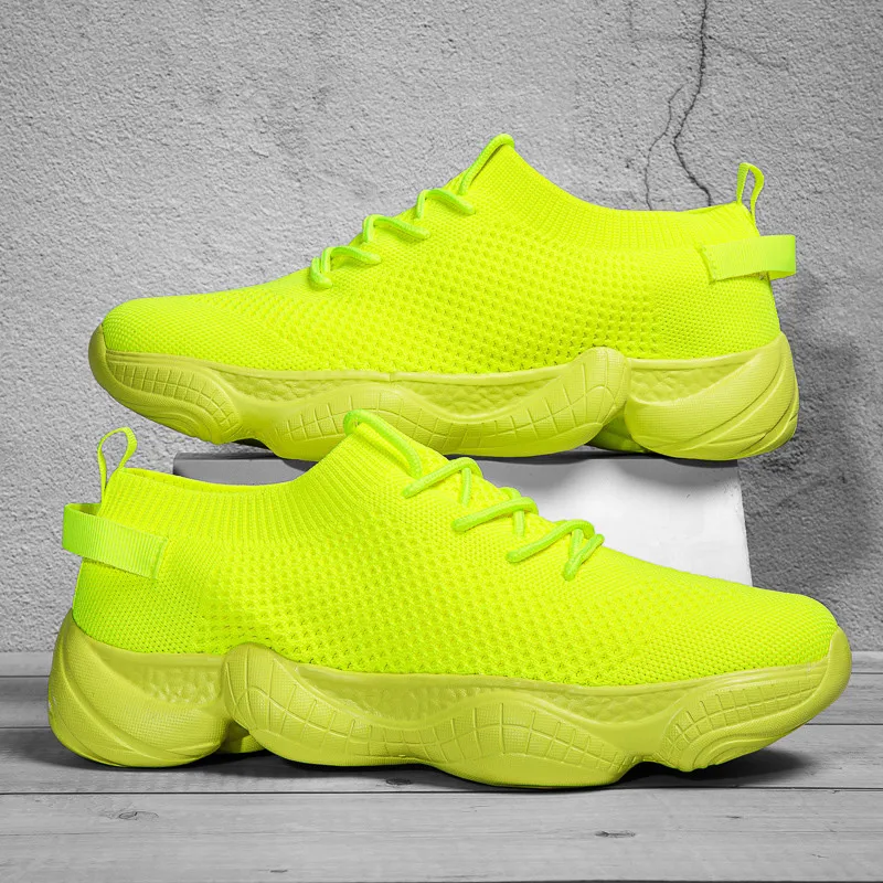 2023 Summer Hot Sale Mesh Yellow Men's Sock Sneakers Breathable Light Running Shoes Men Size 35-44 Non-slip Sport Shoes Women