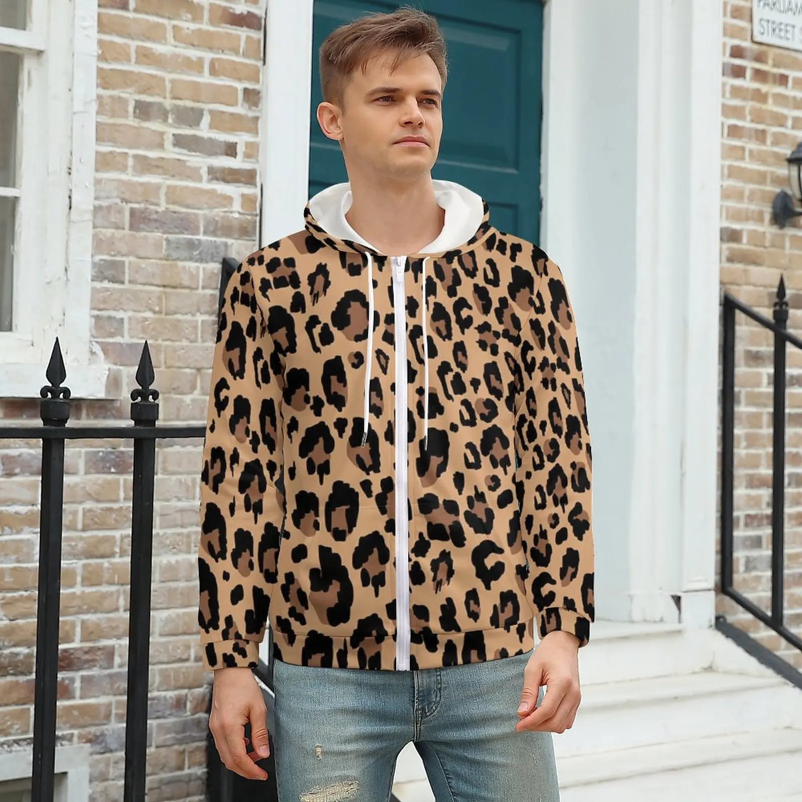 

Retro Leopard Hoodie Jungle Animal Print Nice For Man Hoodies For Man Winter Zip Up Hoodie Oversize