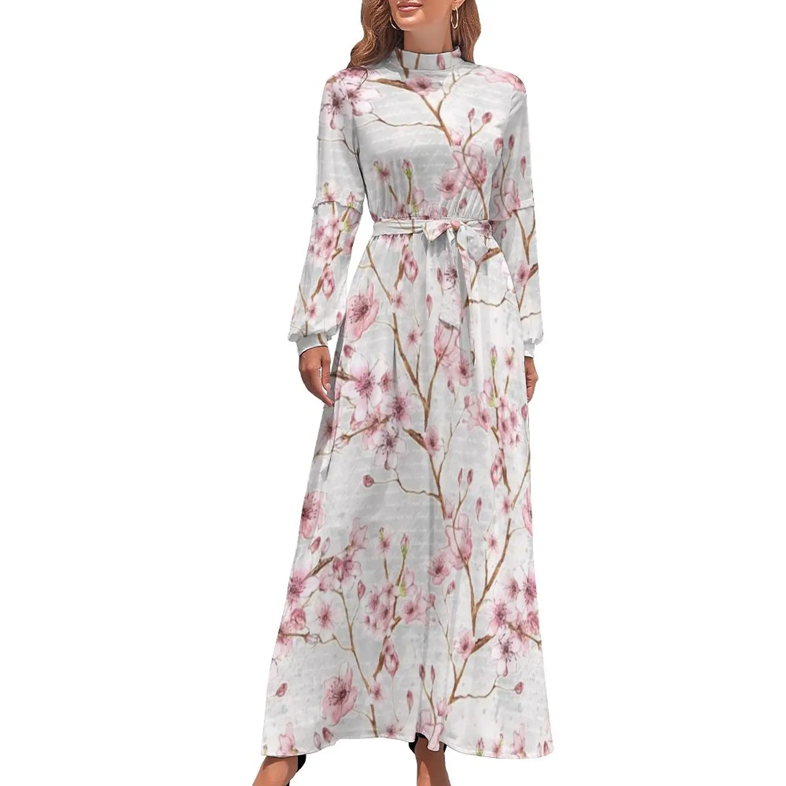 

Романтичное платье с цветами вишни, дешевые японские платья с длинным рукавом и датой в стиле ретро, женское цельнокроеное Платье с принтом