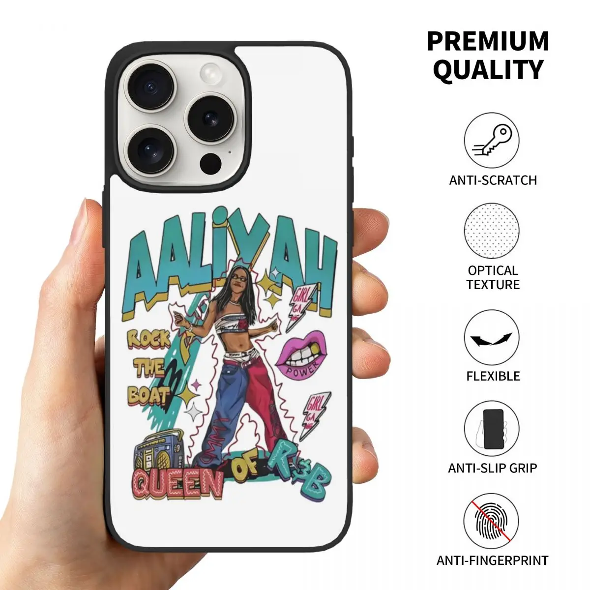 Фото Чехол для телефона Humor Aaliyah Muisc для iPhone 15 Pro Max, мягкий чехол из ТПУ №3