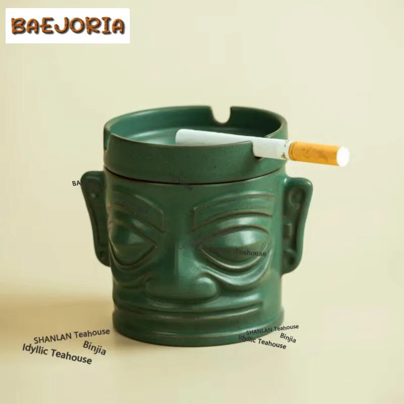 Фото Пепельница Sanxingdui в форме воронки, роскошная, для табака, с функцией удаления запаха дыма, для домашнего использования, для курения трав, китайский чайный набор, ручная работа №1