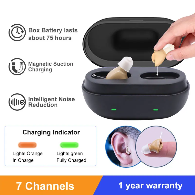 Перезаряжаемый слуховой аппарат усилитель звука невидимый цифровой