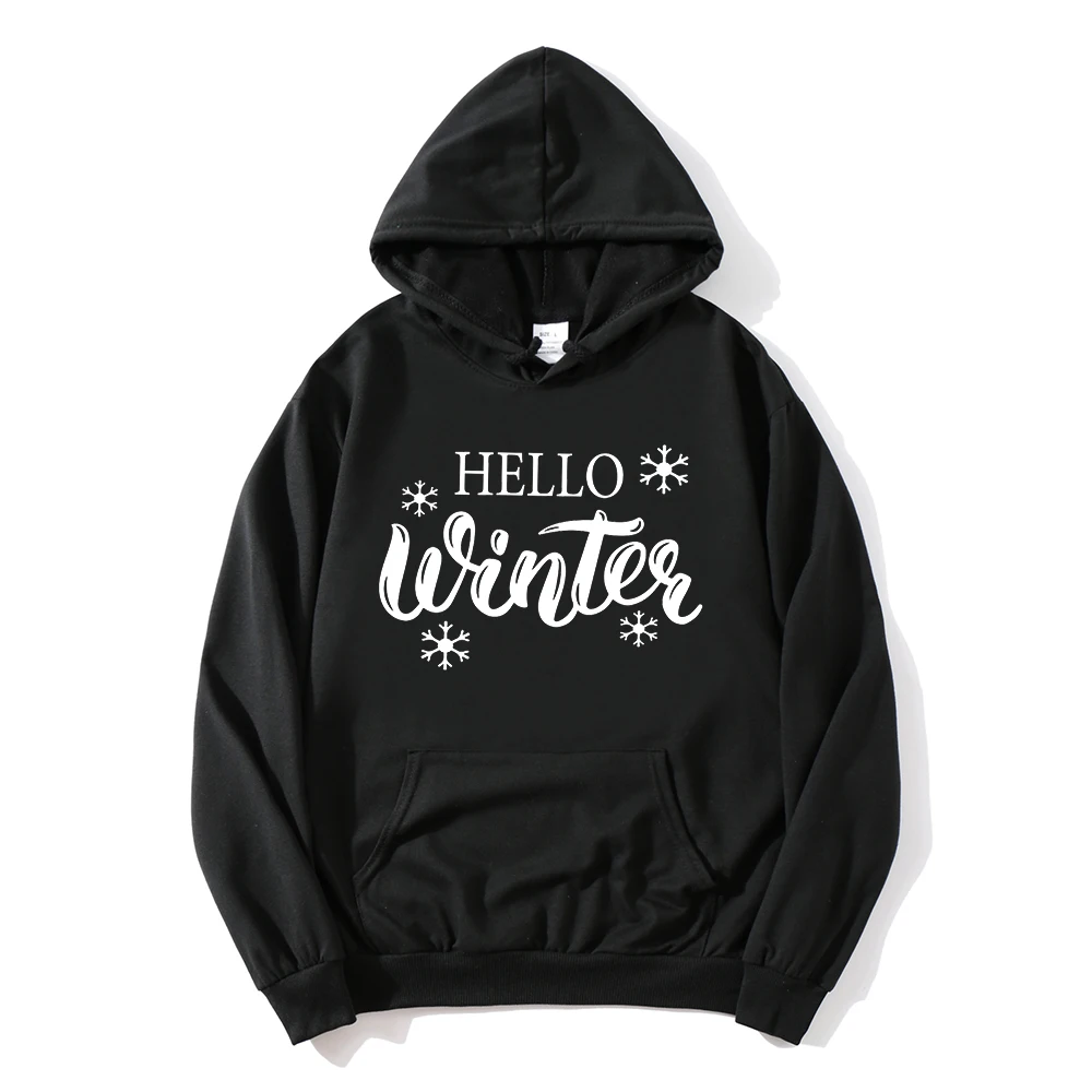 

Hello Winter Hoodies Christmas Sweatshirt Streetwear Women Winter Holiday Hoodie Women's Christmas Clothes Gift for Her