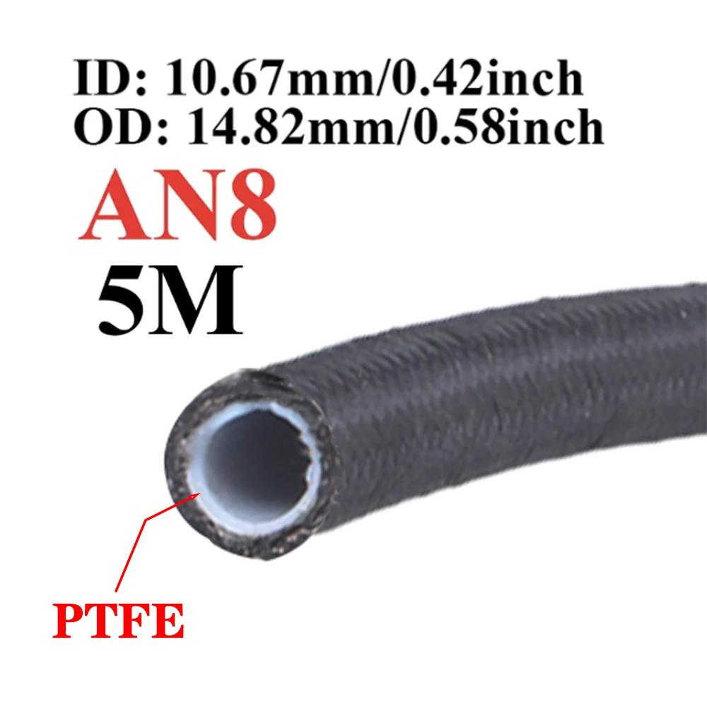 

1 м/2 м/3 м/5 м AN3 AN4 AN6 AN8 AN10 Универсальный топливный шланг E85 для масляного газового охладителя, трубка внутри, нейлон из ПТФЭ, оплетка из нержавеющей стали