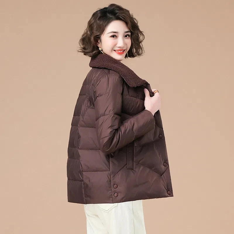 2022 New Women's Winter Parkas Jacket Fashion Cashmere Lamb Wool Down Cotton Jackets Ladies Short Coat Female Elegant Outerwear