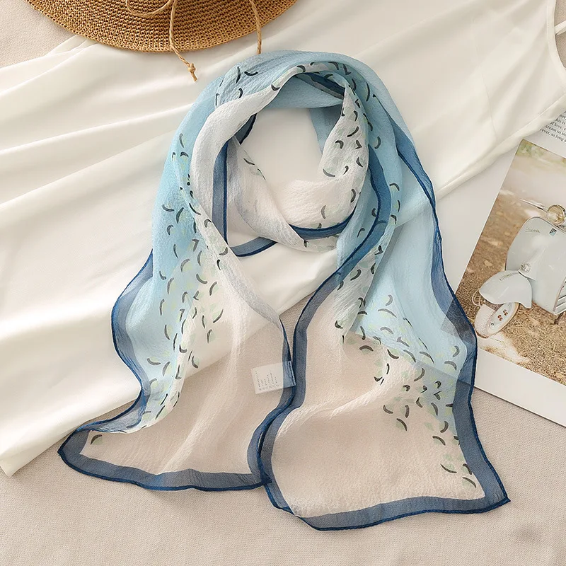 Весенние длинные шелковые шарфы