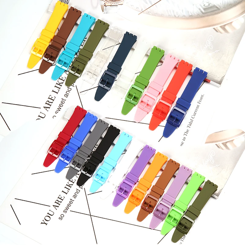 

17mm Soft Color Silicone Strap For Swatch Waterproof Sports Watch Accessories Band Bracelet Wristband