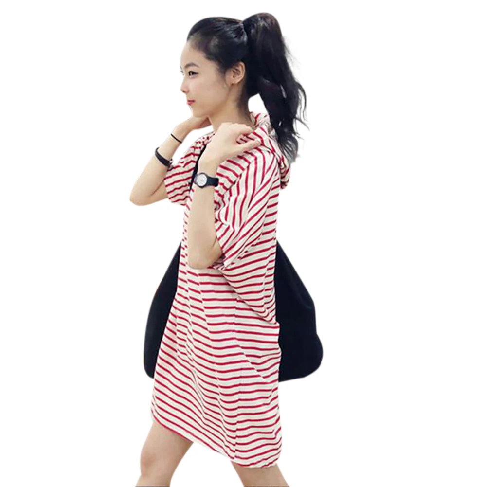 Платье женское в полоску с коротким рукавом, Повседневная Свободная ...
