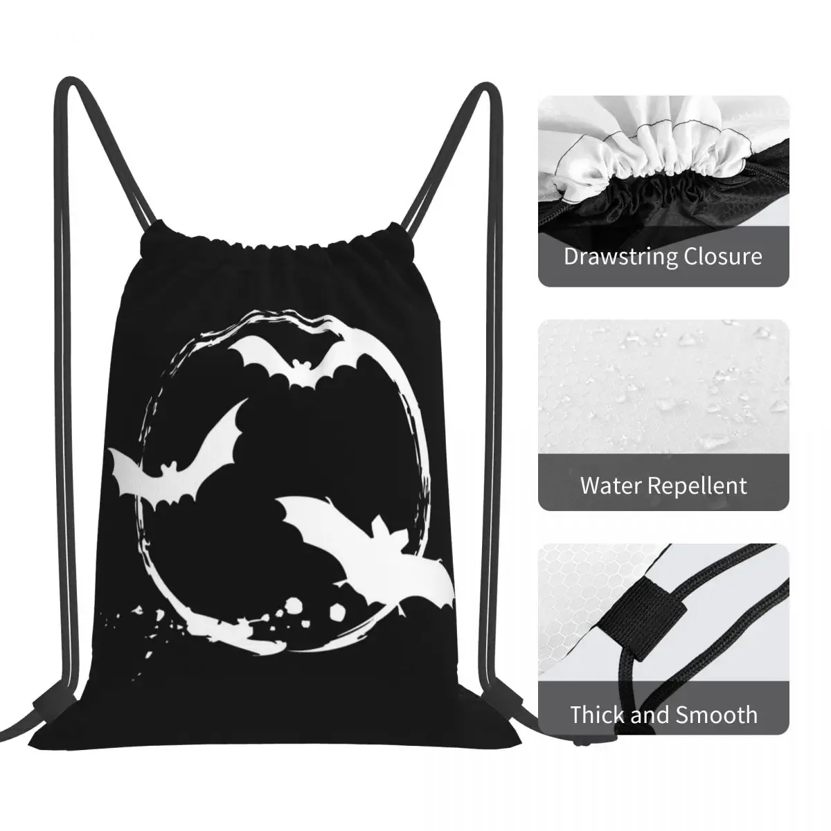 Белые летучие мыши на Хэллоуин ранцы шнурке сумка для хранения с карманом сумки