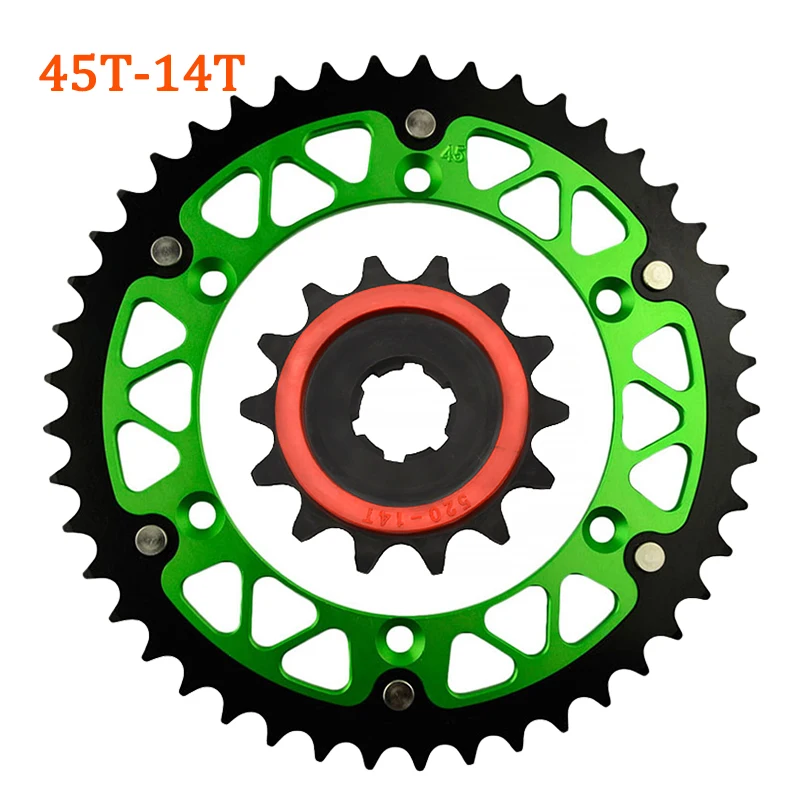 Передняя и задняя звездочка мотоцикла 45T-52T 14T для KAWASAKI KDX200 KDX220R KDX250 KLX300R KX500 KX250 KDX 200