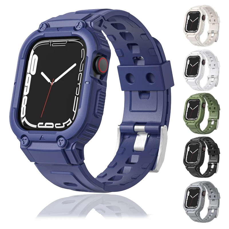 

Ремешок спортивный в стиле милитари для Apple Watch Band 44 мм 40 мм 38 мм 42 мм 41 мм 45 мм, чехол-бампер для iWatch Series 8 7 6 SE 543, браслет