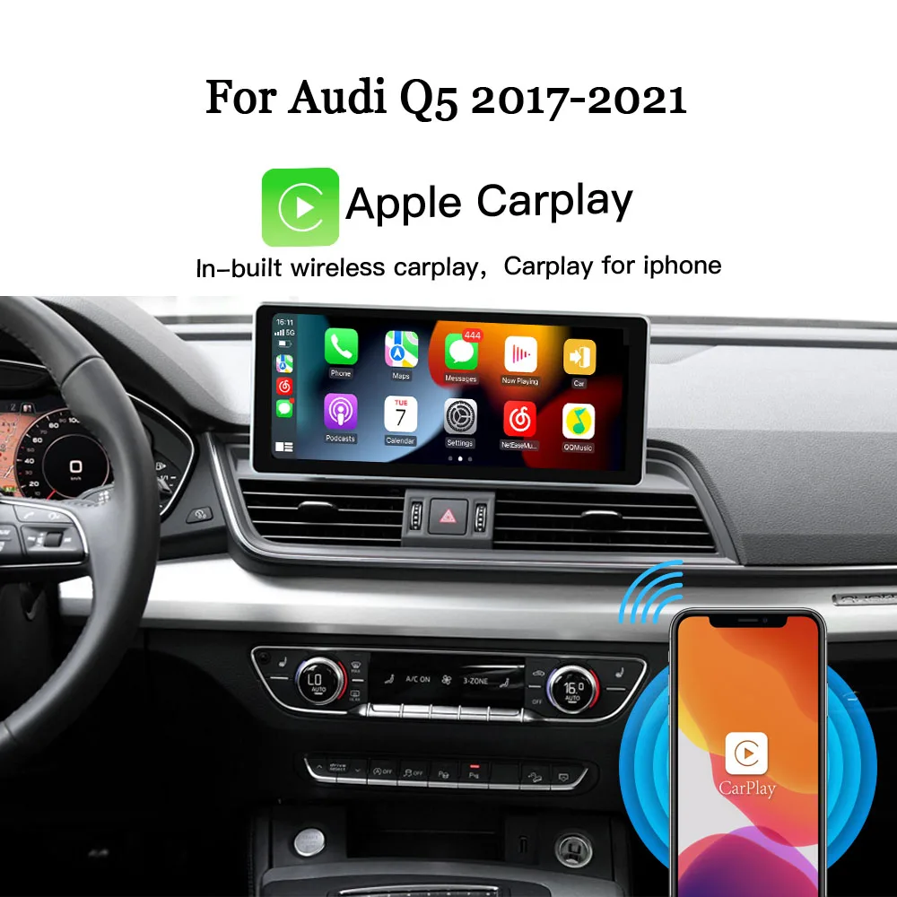 Hualingan Car Multimedia Player 10.25 Android Screen for Audi Q5 B9 2017-2021 Autoradio Stereo Wireless Carplay GSP