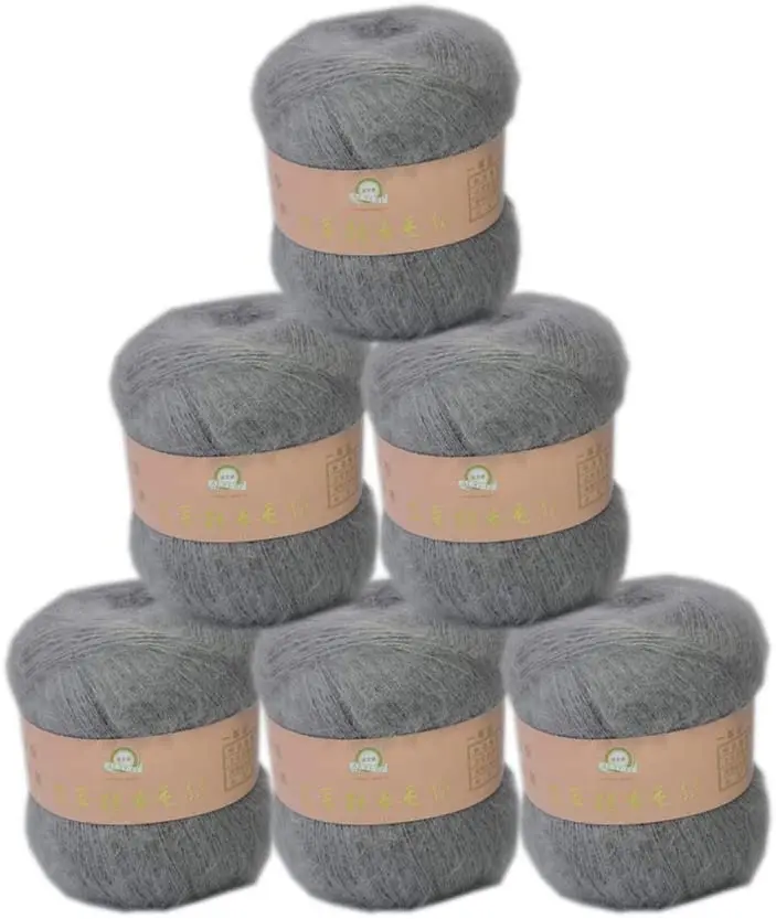 

6 Balls Angora Mohair Wool Yarn for Knitting Soft Plush Cashmere Hand Crochet Lanas DIY Scarf Sweater Thread Freeshipping Sales