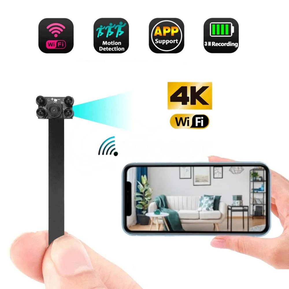 

Mini Wifi Camera 4K HD DIY Wearable Video Recorder P2P SD Remote View IP Webcam Portable Infrared Night Vision Micro Camcorder