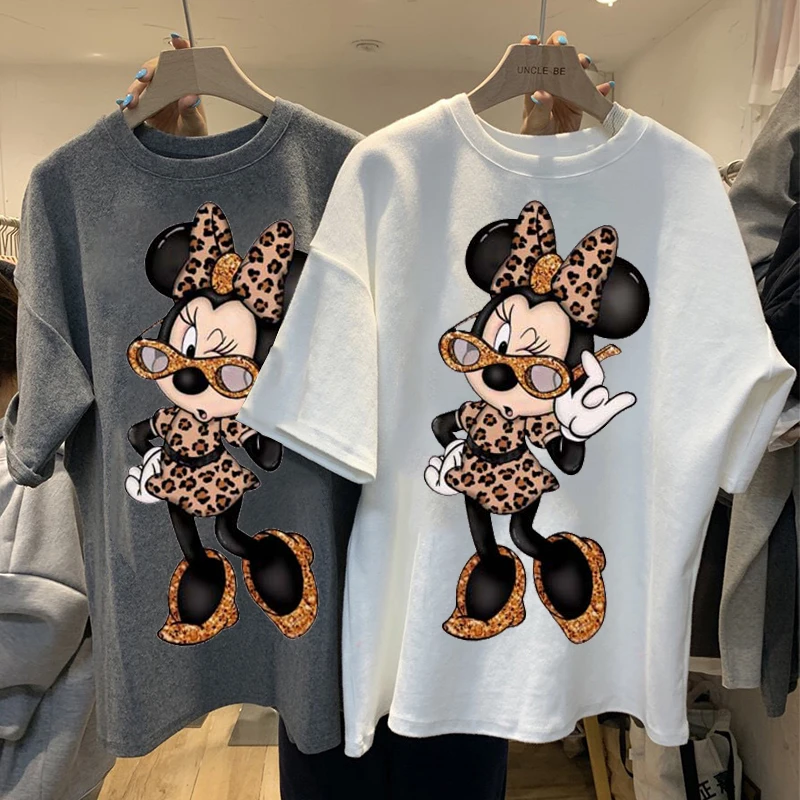 

Vintage Disney Women Tshirt Ulzzang Harajuku Mickey Minnie Printed Femme Tshirt Summer Oversized Loose Casual 90s Streetwear