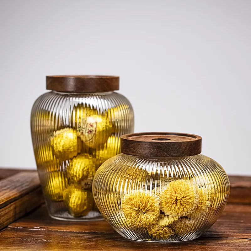 

High Borosilicate Glass Tea Jar, Acacia Wood Lid Sealed Jar, Grain Storage Bottle, Dried Fruit Snack Storage Bottle