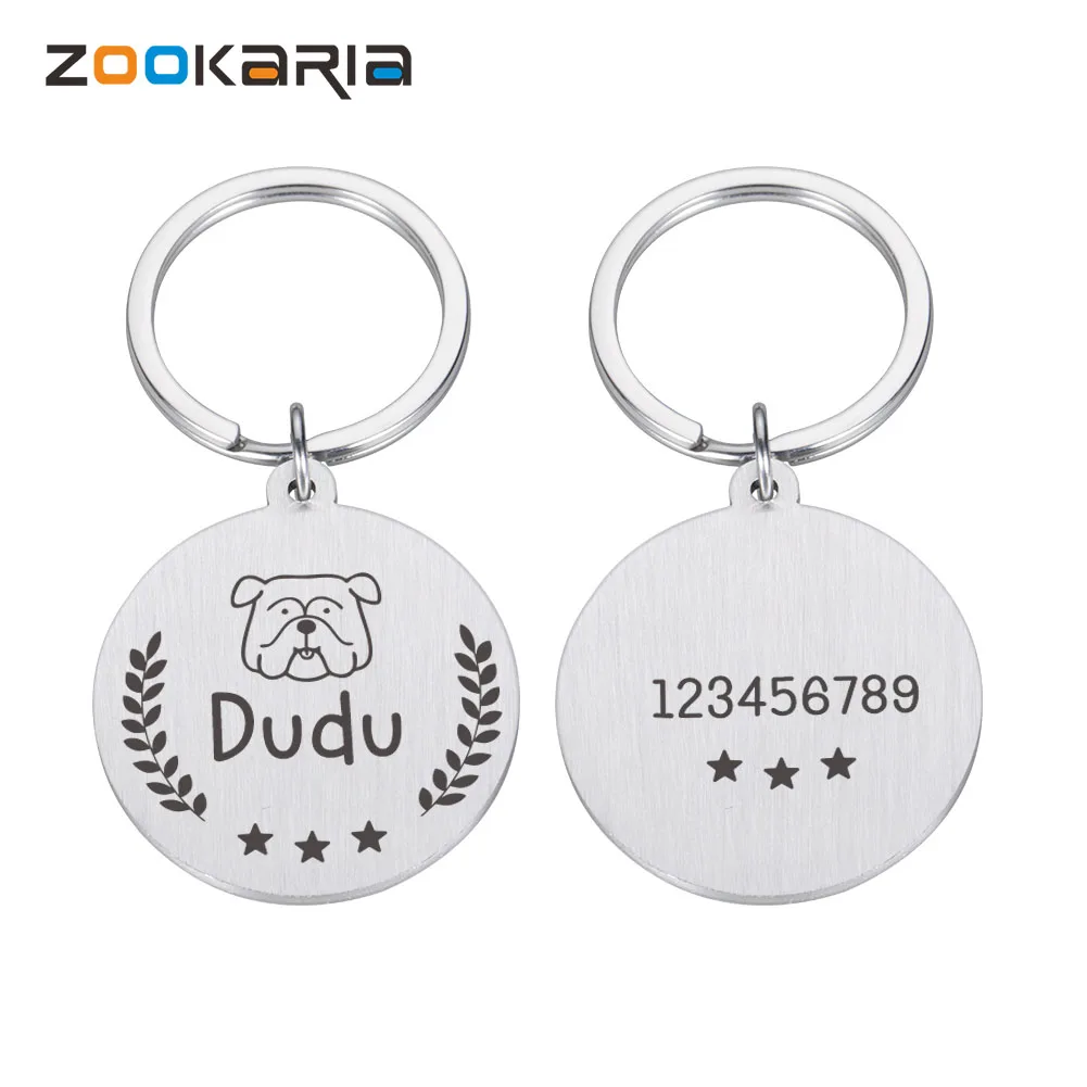 

Personalised Dog Collar Cat ID Tag Stainless Steel Dog Name Tags Number Engraving Silent Custom Puppy Kitten Tag Pet Accessoires