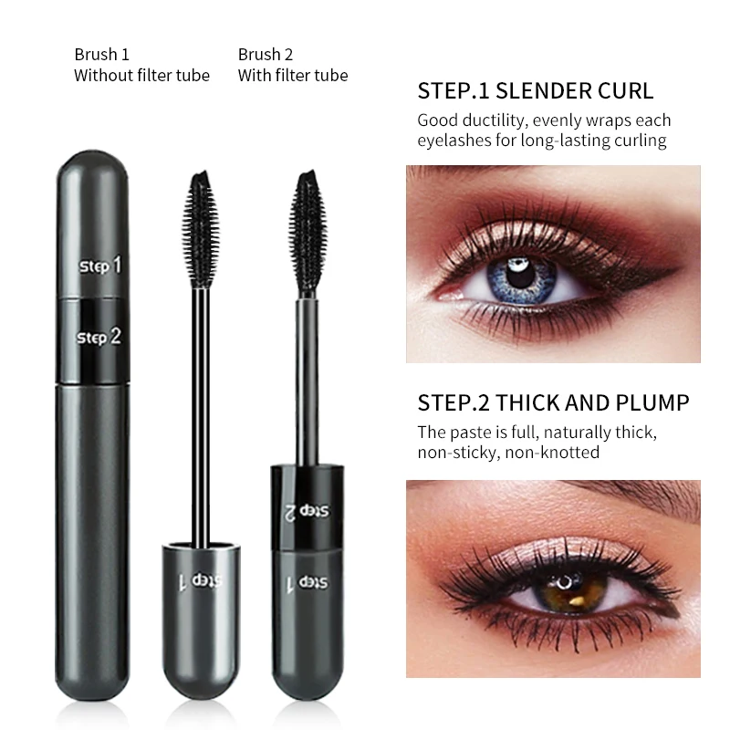 

Waterproof Mascara 4D Lengthening Curling Thick Eyelash Extension Long Lasting Black Mascara 2 in 1 Eye Lashes Makeup Cosmetics