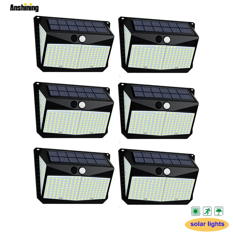 

228 LED Solar Projector Light Outside Solar Wall Lamp Motion Sensor Sunlight IP 65 Waterproof Lightings for Garden Decoration