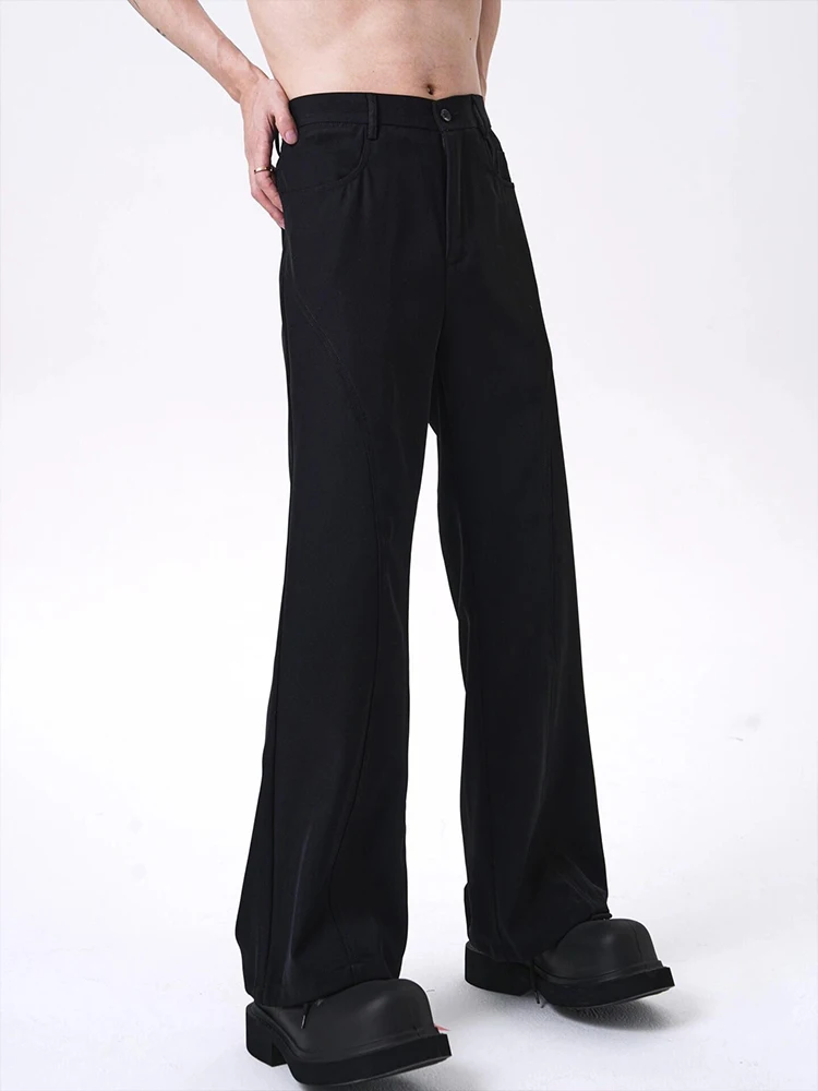 Черный нож мужской костюм брюки драпировка CleanFit высокая талия прямые