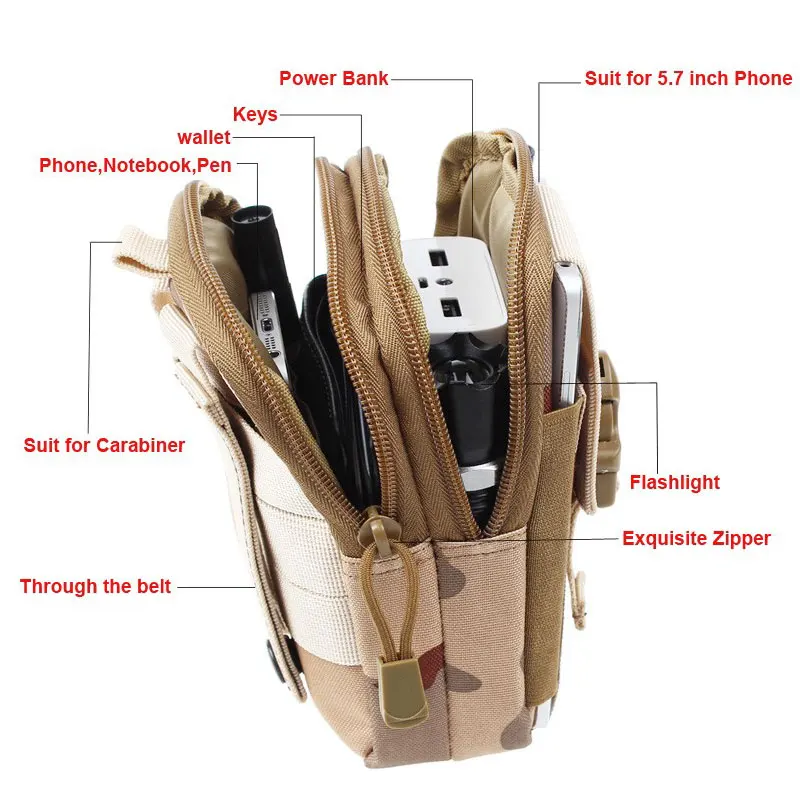 New Outdoor Tactical Phone Pouch Hunting Airsoft Molle Hip Waist Belt Clip Bag Wallet EDC Gadget Pouch Tool Dump Drop Bag Holder
