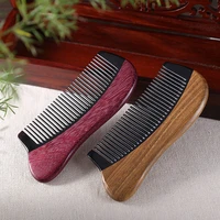 fine natural green sandalwood violet black buffalo horn comb hot style health care massage comb