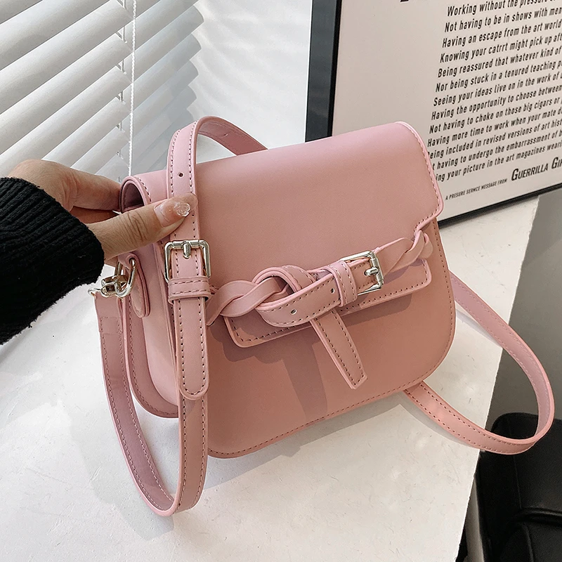 

2022 Luxury Designer Handbag Pink Shoulder Bag Small PU Leather bolsas feminina Fashion Crossbody Flap Bag Solid Women's Purse