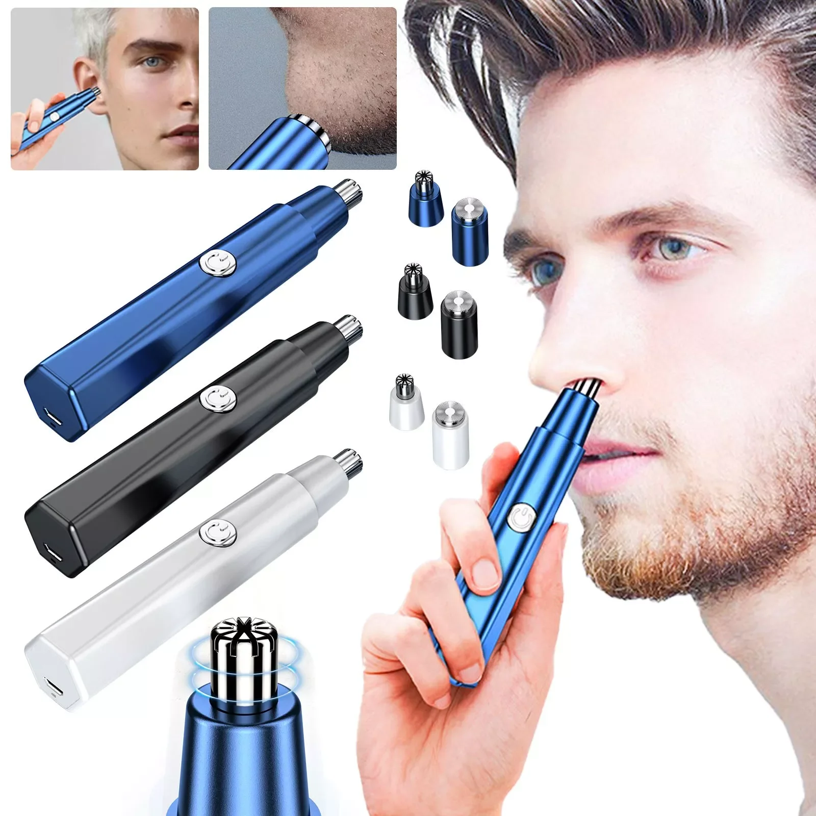 

NEW2023 Nose Hair Trimmer Rechargeable Men Shaver Hair Removal Eyebrow Trimmer Safe Nose Ear Hair Clipper Epilator Women