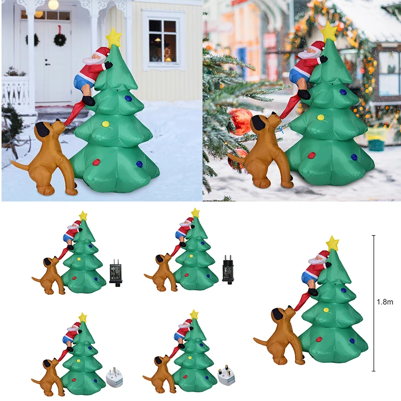 

1.8m Christmas Inflatable Toy with LED Lights Lighted Inflatables Christmas Santa Blow Up Quick Air Blown for Indoor and Outdoor