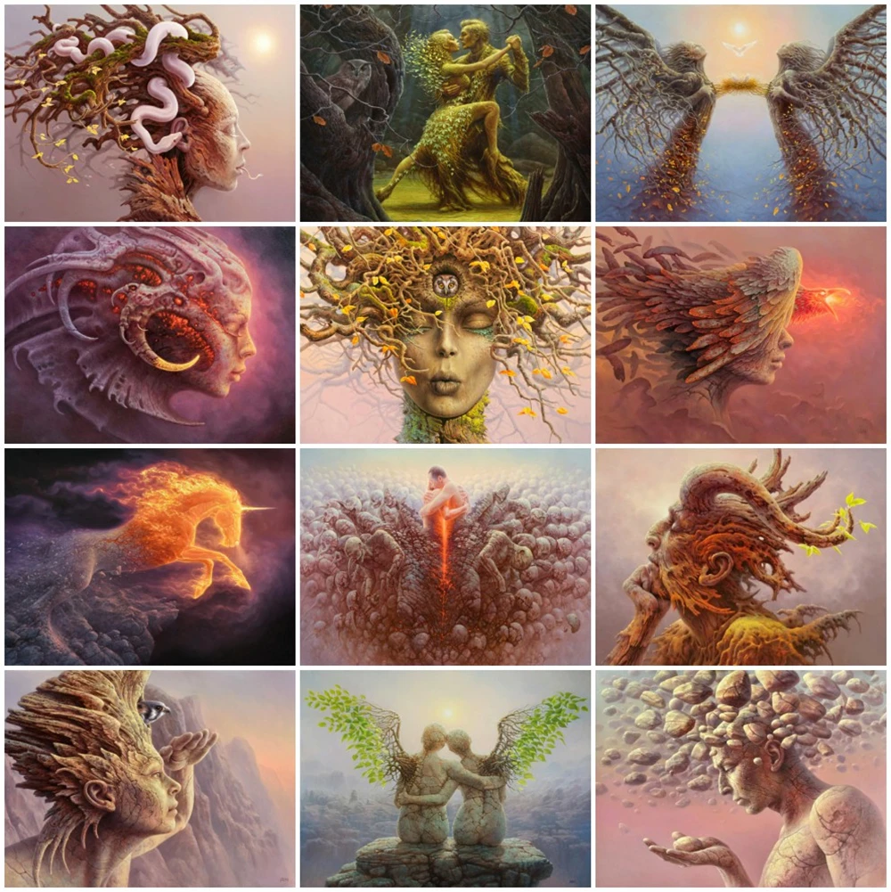 

Набор для алмазной вышивки «сделай сам», Набор для вышивки крестиком из квадратных/круглых страз DIYDP 5D с изображением сказочной природы, дер...