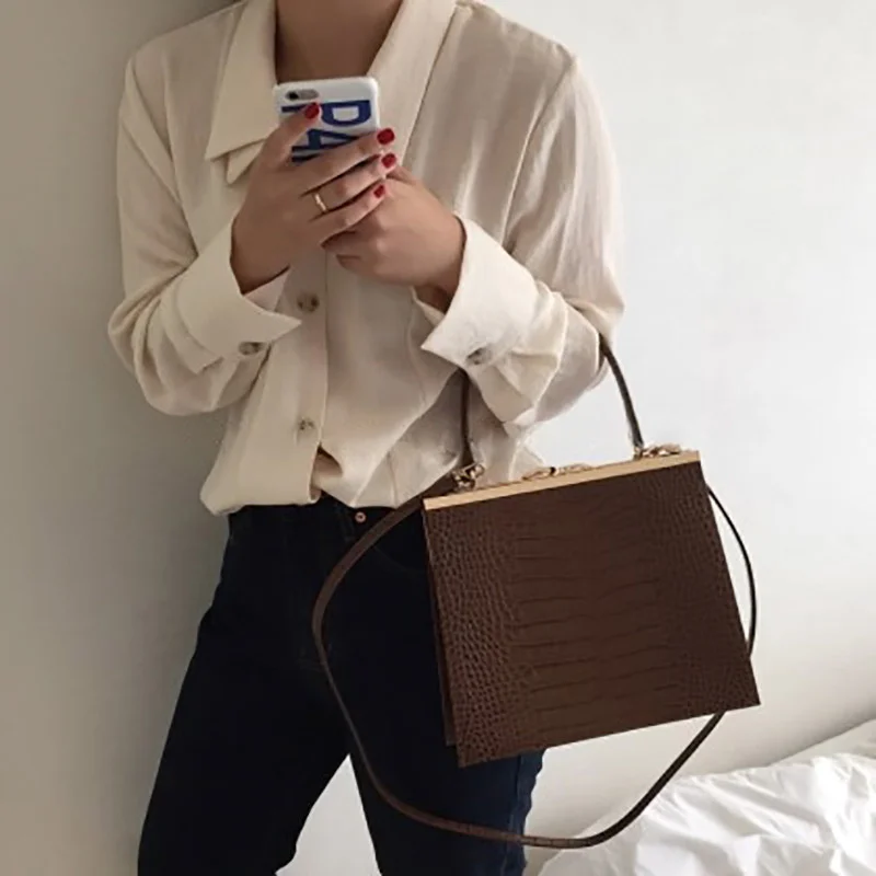 

Women's Bag 2023 Trend Vintage Shell Clip Shouder Bags Crocodile Evening Clutch Handbag Purse Lady Alligator Leather Messenger