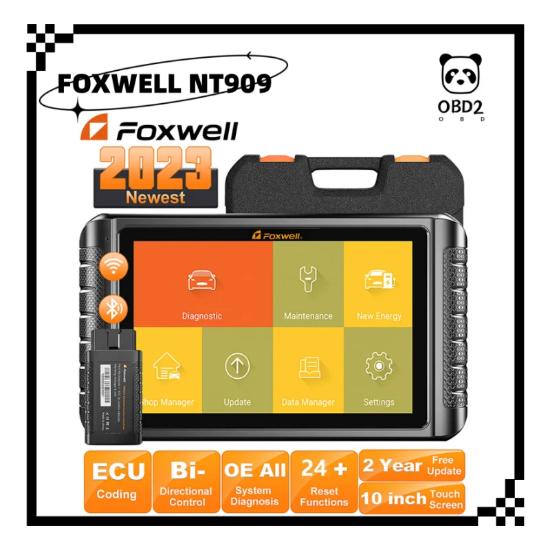 

2023 FOXWELL NT909 OBD2 двунаправленный инструмент автоматического сканирования, кодирование ЭБУ, все системы, Автомобильные диагностические инструменты, стандартный/DOIP FCA Автосканер