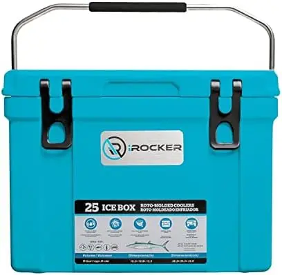 

25L Roto-Molded Cooler, Heavy Duty Ice Box Equipped with Quick Drain Water Release Valve, 18" x 14" x 13"