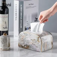 Creativity Marble Texture Ceramic Tissue Boxes European Modern Napkin Holder Home Coffee Table Desktop Paper Towel Organization