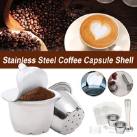 new high quality stainless steel coffee capsule shell%c2%a0repeatedly used capsules refillable capsule coffee filter spoon brush set