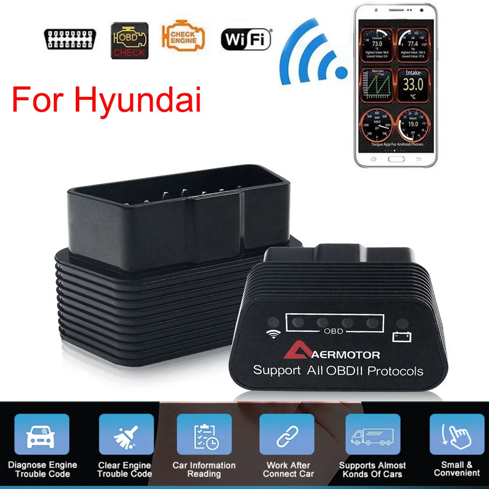 Wireles WIFI ELM327 OBD2 Scanner For Hyundai Sonata Tucson N Line Kona Elantra I40 I30 IX35 IX25 Hyundai Car Diagnostic Tools
