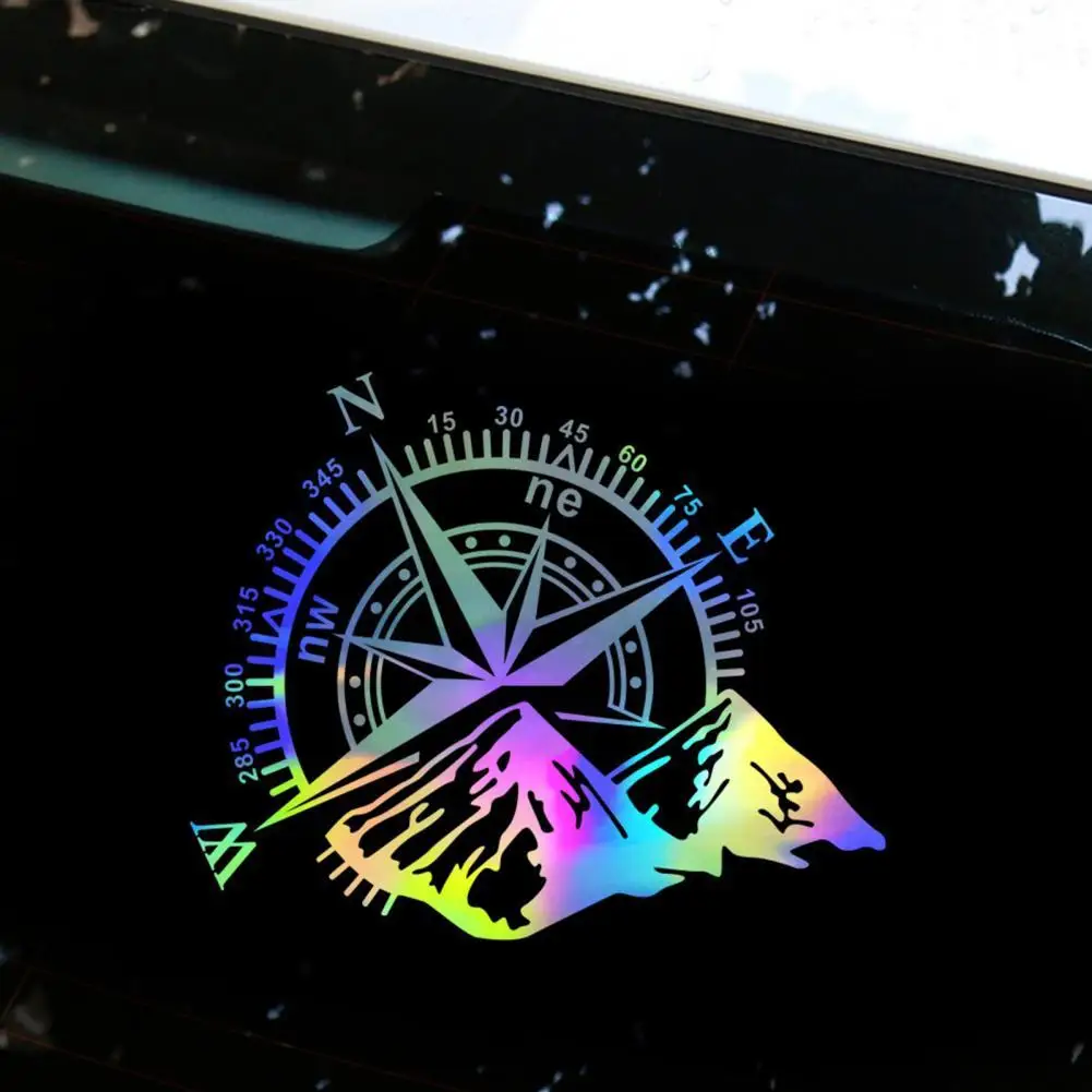 

Mountain Compass Car Sticker Fashion Laser Colorful Car Decal Auto Body Styling Decoration Sticker Rear Windshield Decals