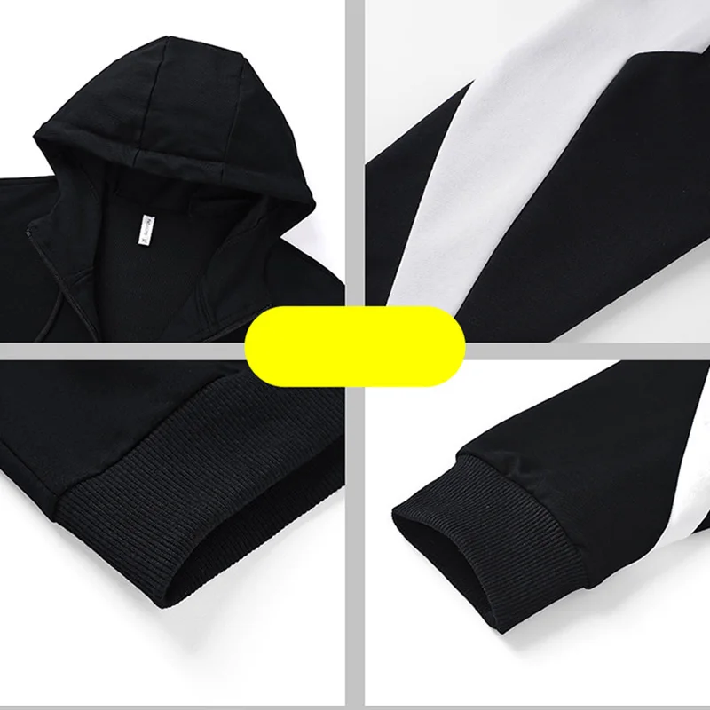 Spring Sports Suit Casual Jogger Sportswear 2 Piece Tracksuit Set Men Autumn Zip Up Hooded Jacket and Sweatpants Male Clothing