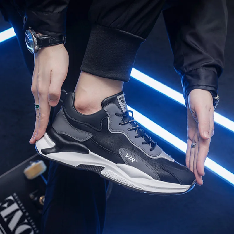 Осенняя мужская вулканизированная обувь удобная спортивная на толстой подошве