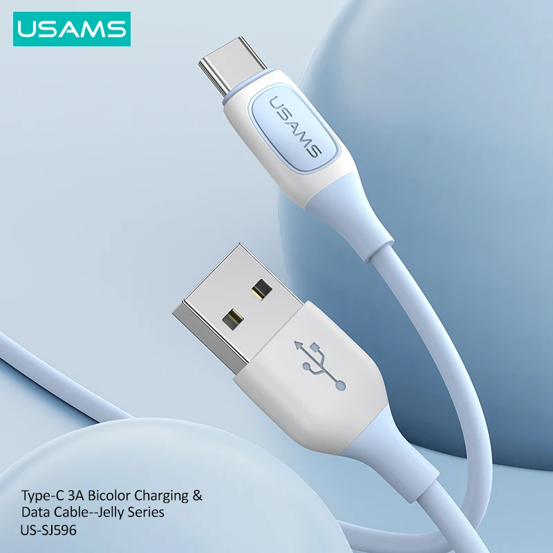 

USAMS 3A USB A To Type C Super Fast Charge Cable For Huawei Xiaomi Samsung Macbook Bicolor Chargings Data Cable 1M Wire Cord
