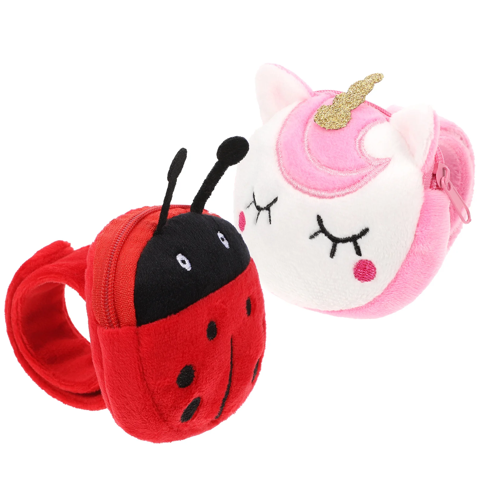 

2 Pcs Toy Ring Coin Purse Animal Snap Bracelets for Kids Button Slap Stuffed Animals Lovers