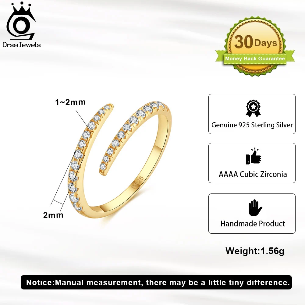 ORSA JEWELS 925 пробы серебряные открытые стекируемые кольца для женщин