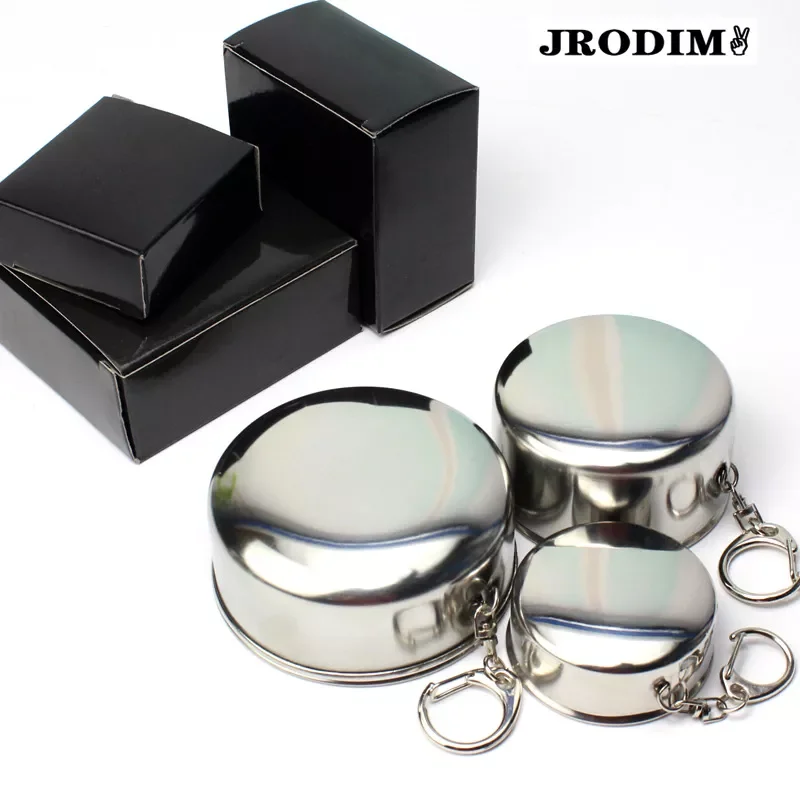 

Stainless Steel Folding Cup Portable Outdoor Travel Camping Telescopic Cup with Keychain Water Coffee Handcup