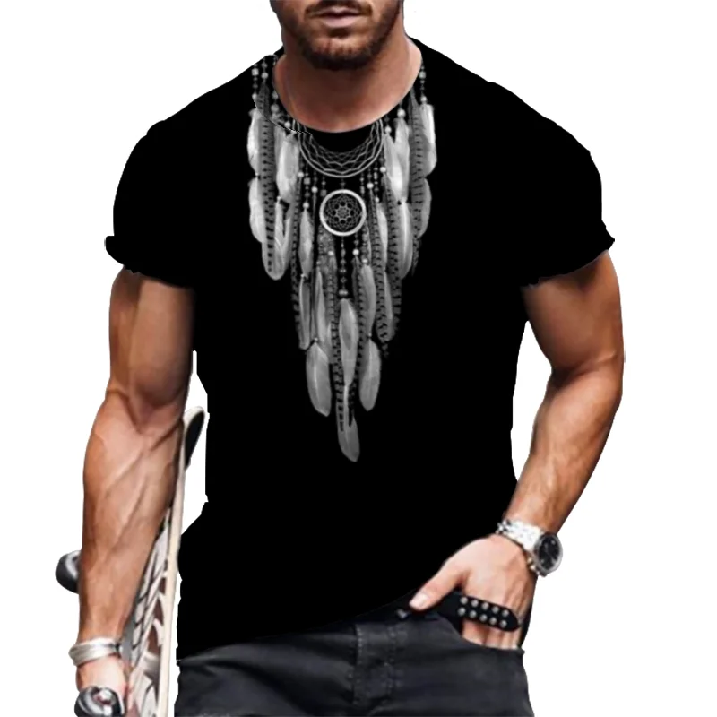 

Short Sleeve Fashion Pattern Men T-Shirts Vintage Short Sleeve Loose And Comfortable Round-Neck T-Shirt Summer Street Tops Tee