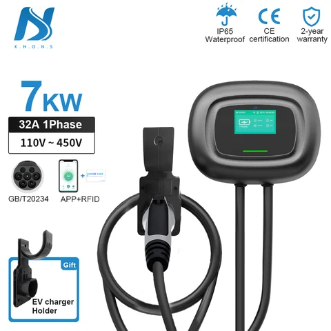 Khons Wallbox GBT 3.7KW 7KW китайский электрический автомобиль Charger 32A трехфазный 22KW зарядная станция для электромобиля - изображение