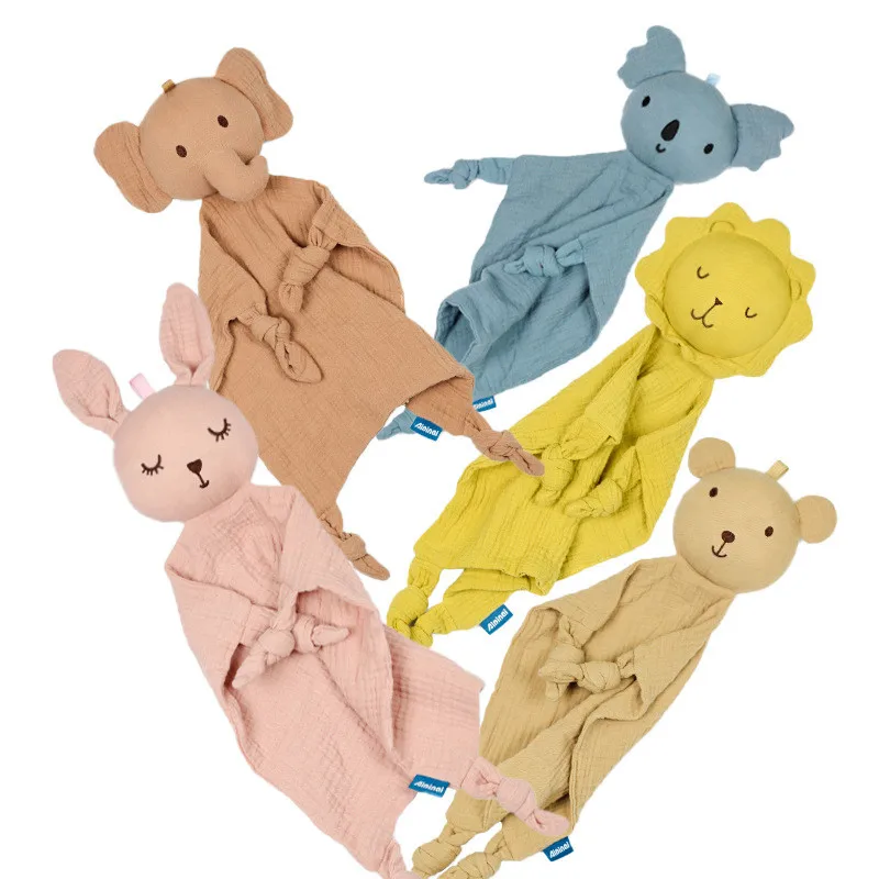 Baby Sleep Toy Cotton Muslin Towel Cartoon Rabbit Handkerchief Toys Soothe Appease Newborn Sleeping Doll Kids Bibs Wipes