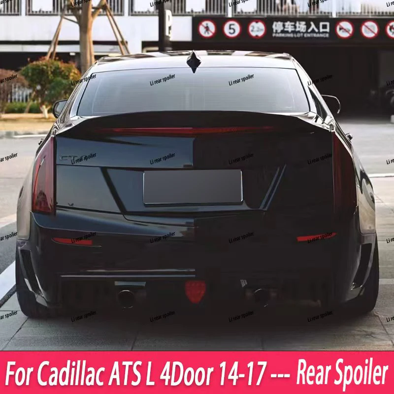 Фото Для Cadillac ATS L 4-дверный 2014-2017 г.в. Задний спойлер из кованого настоящего карбона, глянцевый черный, высокое качество, в стиле JDM №2