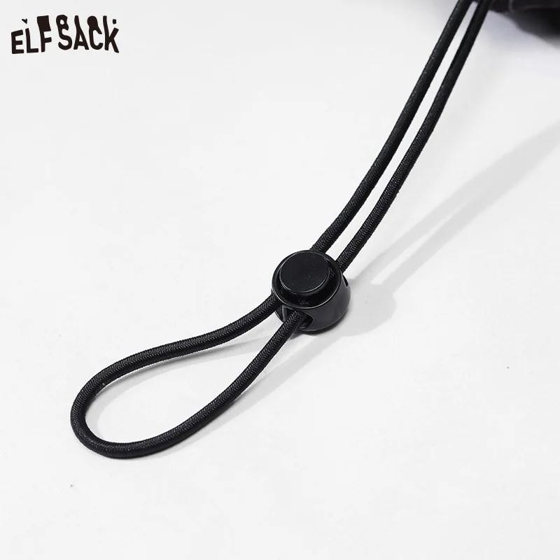 ELFSACK Spliced Black Down Coats Women 2022 Winter New Thick Coats